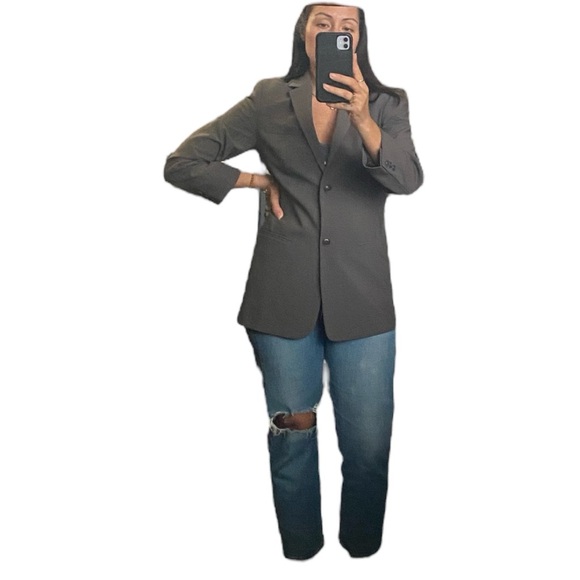 Vintage Calvin Klein Boyfriend Blazer Jacket Size 8 Grey - Picture 7 of 8